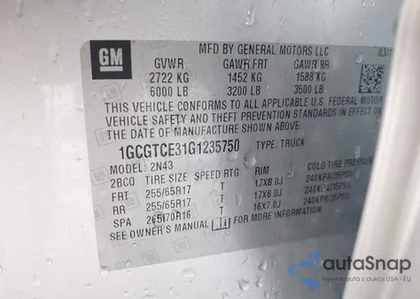 2016 Chevrolet Colorado Lt from USA, damaged, VIN 1GCGTCE31G1235750